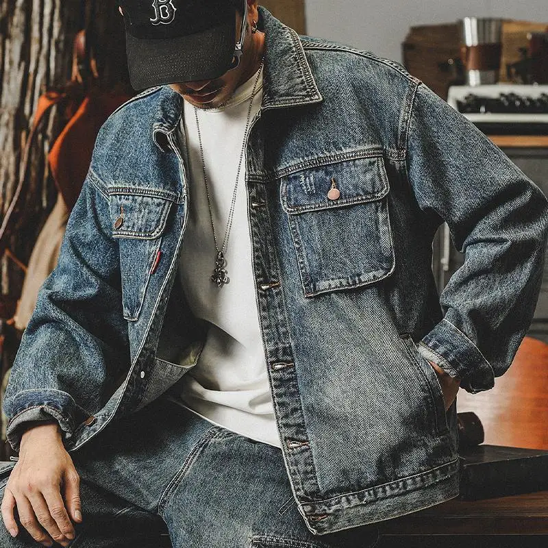 Quality Winter Clothing Jacket - Trendy Loose Denim Jackets Man Cargo
