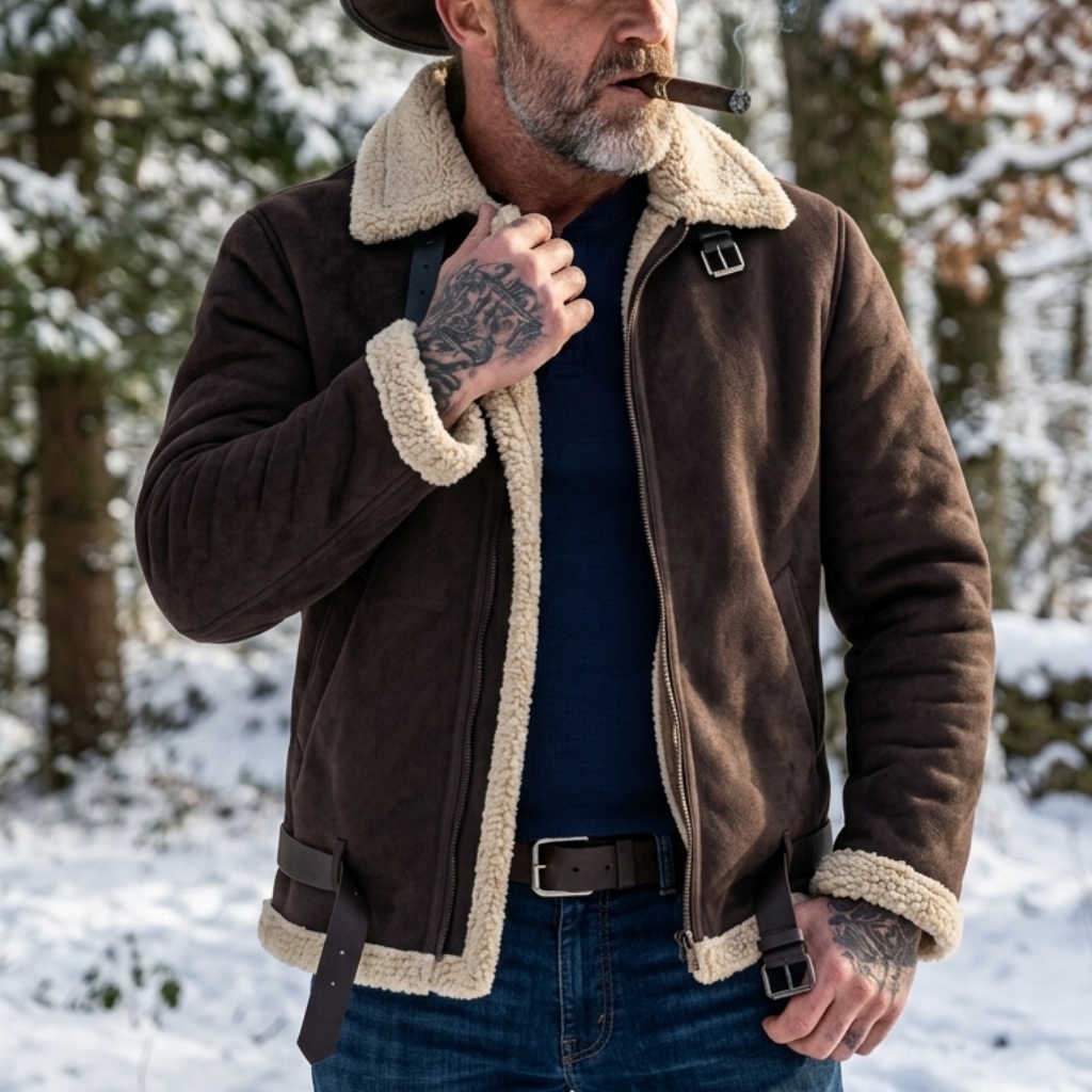 Men Winter Faux Suede Jacket F - Winter Clothing Hiking review and price